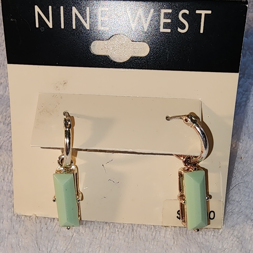 Macy's Nine West Gold and Mint Earrings - Picture 3 of 5